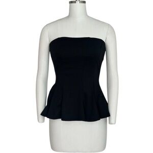 Body Central Top Womens Size M Black Strapless Bandeau Peplum Party